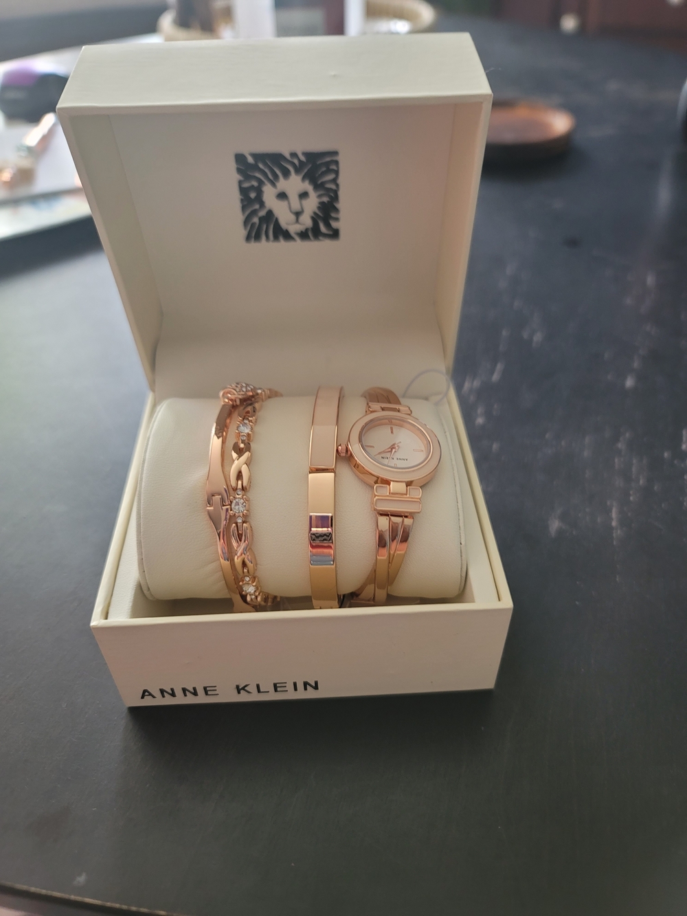 Anne Klein Women's Rose Gold Bracelet Watch and Bracelet Set